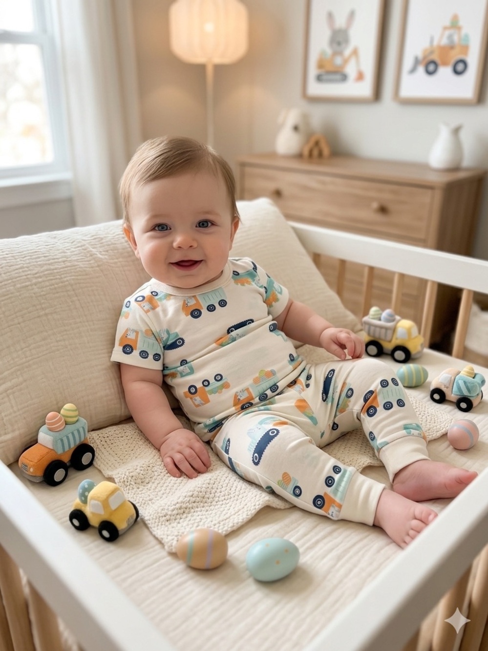 🎉(2T) Old Navy Easter Construction Vehicle PJ Set